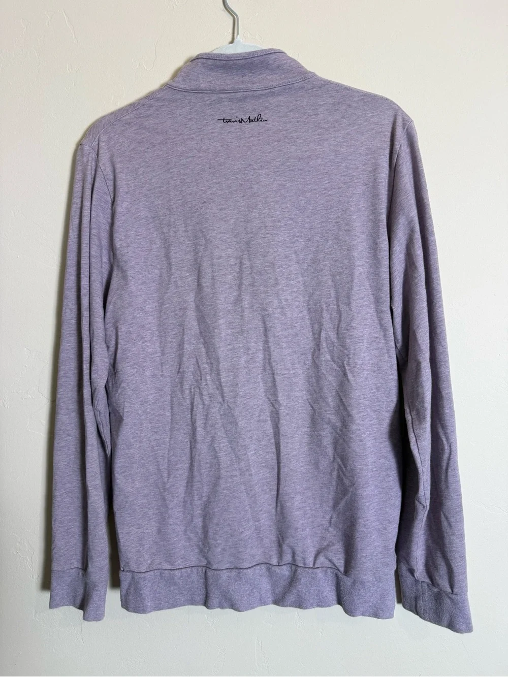Travis Mathew Men's Light Lavender Quarter-Zip Sweater with Dark Stripe